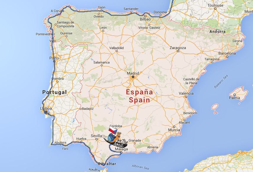 mapa cesty do Španělska