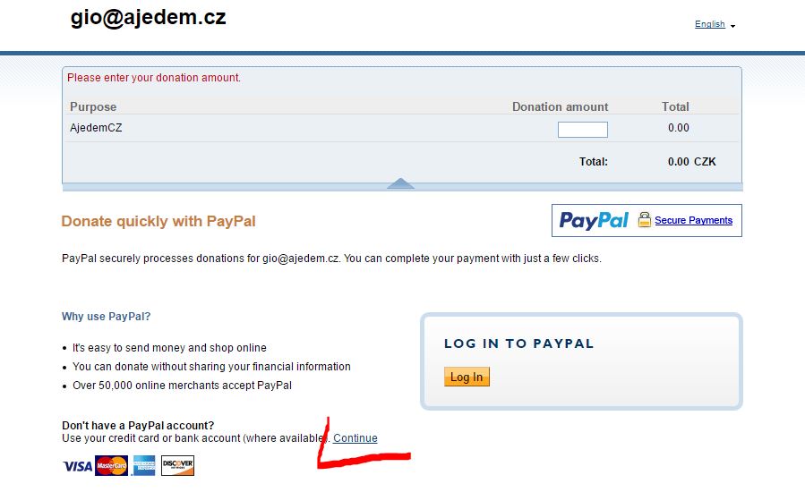 Paypal 1. krok